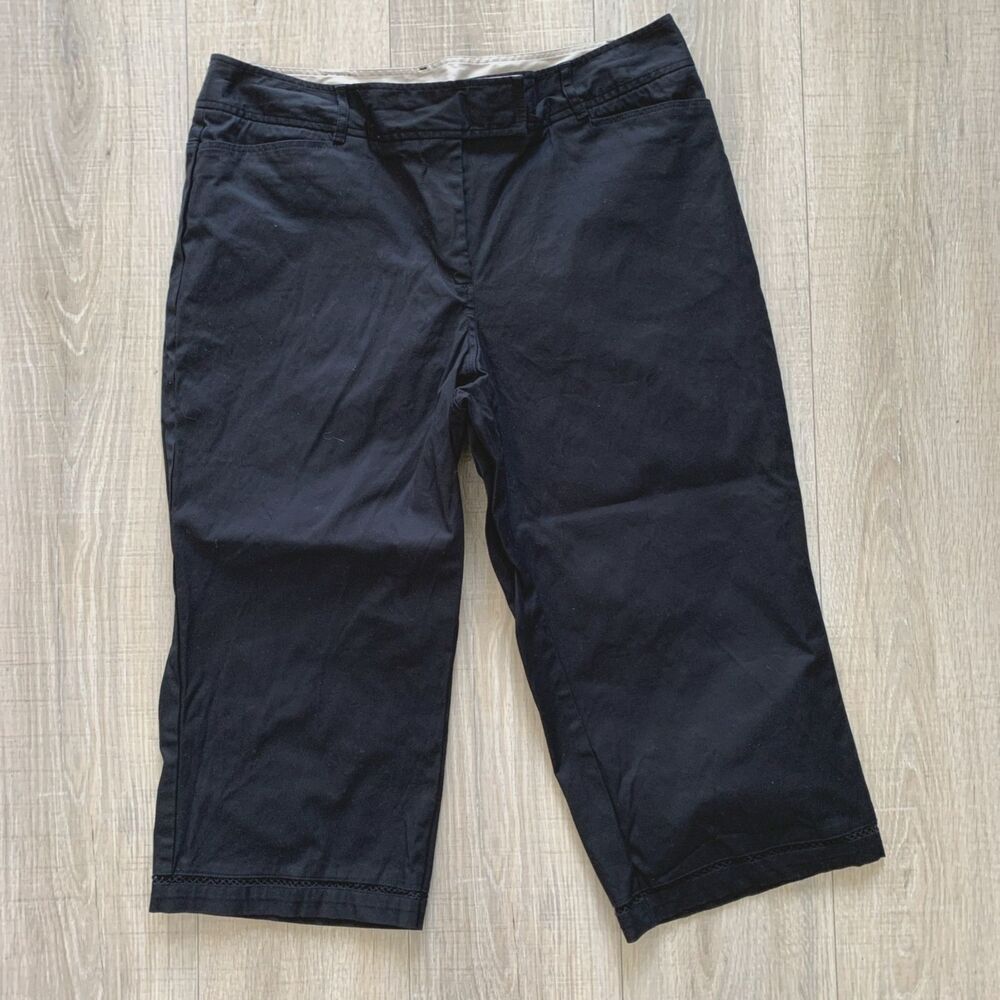 Venezia Crop Pants Capris Cotton Black Womens Size 16